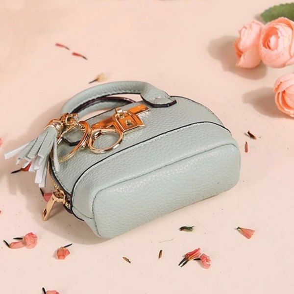 Travel Makeup Bag, Mini Tote Bag Keychain Coin Purse, Pu Leather Key Chain Purse, Large Capacity Cosmetic Bags for Women, Portable Make up Organizer, Cute Zipper Wallets, Grey