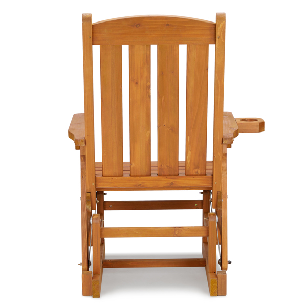 Vertical stripe backrest fir teak color garden glider chair