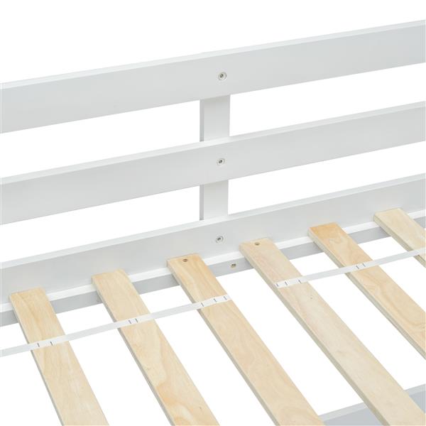 Twin Size High Loft Bed with inclined Ladder, Guardrails,White