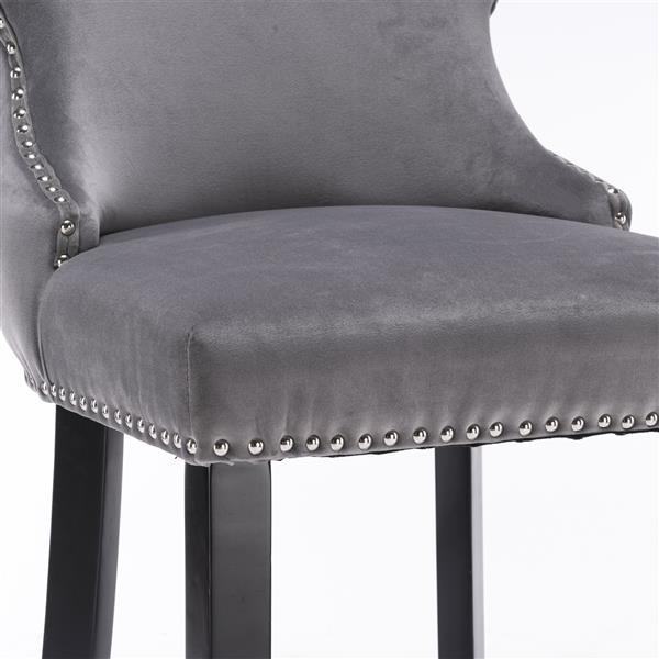 Contemporary Velvet Upholstered Wing-Back Barstools with Button Tufted Decoration and Wooden Legs, and Chrome Nailhead Trim, Leisure Style Bar Chairs,Bar stools, Set of 4 (Gray), SW1824GY x 2 cartons