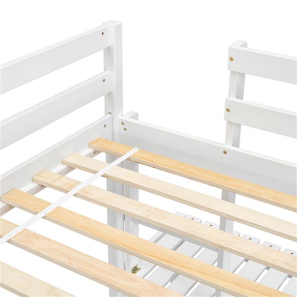 Twin High Loft Bed with Ladder landing Platform, Ladders, Guardrails,White