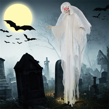 8.3 ft Halloween Standing Haunted Angel with Lighted Eyes and Automatic Wing Movement