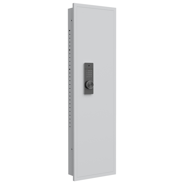 53" Fingerprint Touch Panel In-Wall Safe,Hidden Wall Gun Safe for Rifles with Adjustable Shelves,Assembled Storage Multifunctional Wall Safe for Firearm and Valuables (White-Fingerprint) 