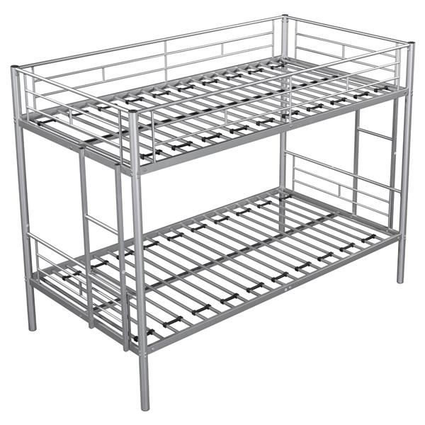 Metal Twin over Twin Bunk Bed/ Heavy-duty Sturdy Metal/ Noise Reduced Design/ Safety Guardrail/ 2 Side Ladders/ CPC Certified/ No Box Spring Needed