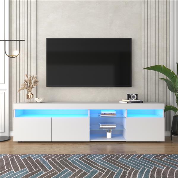 Modern Design TV Stands for TVs up to 80'', LED Light Entertainment Center, Media Console with Multi-Functional Storage, TV cabinet for Living room,Bedroom, Home Theatre