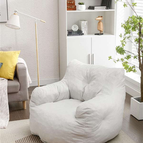 010-Soft Velvet Fabric Bean Bag Chair Filled With Memory Sponge,Ivory