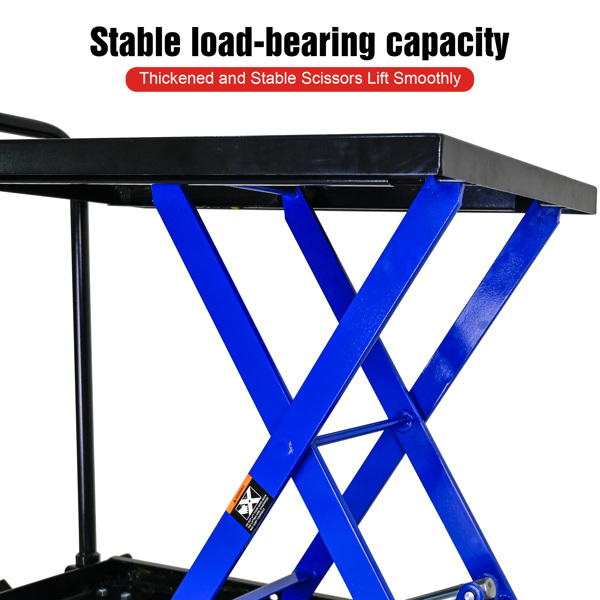 Hydraulic Lift Trolley, 500 LBS Capacity, with 4 Wheels, for Material Handling and Transportation, BLACK+BLUE 