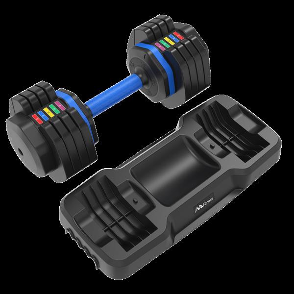 Adjustable Dumbbell - 55lb Single Dumbbell with Anti-Slip Handle, Fast Adjust Weight by Turning Handle with Tray, Exercise Fitness Dumbbell Suitable for Full Body Workout