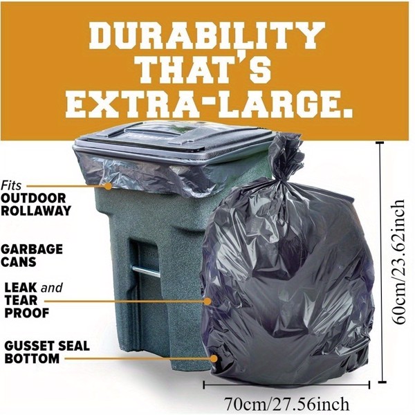 Plastics 13 Gallon Trash Bags (1.6 MIL - 100PCS) 23" x 27" - Large Heavy Duty Can Liners - Plastic Black Garbage Bags for Lawn, Leaf, Contractor, Yard (50pcs per pack, 2 packs totaling 100pcs)