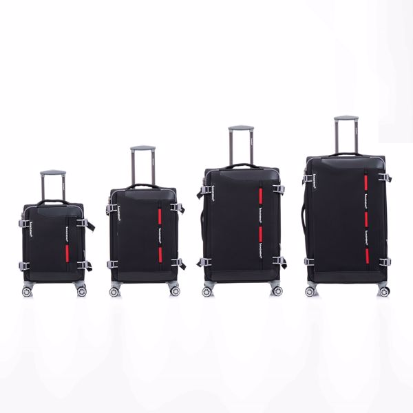 Softside Upright Luggage Set Expandable, Lightweight,4-Piece (20//24/28/32) ,Black