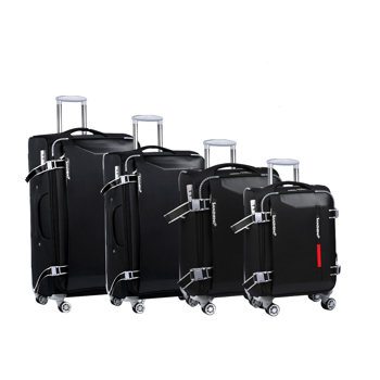 Softside Upright Luggage Set Expandable, Lightweight,4-Piece (20//24/28/32) ,Black