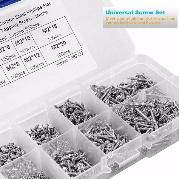 800 PCS Stainless Steel Wood Screw Assortment Self Tapping Small Metal Screws UK