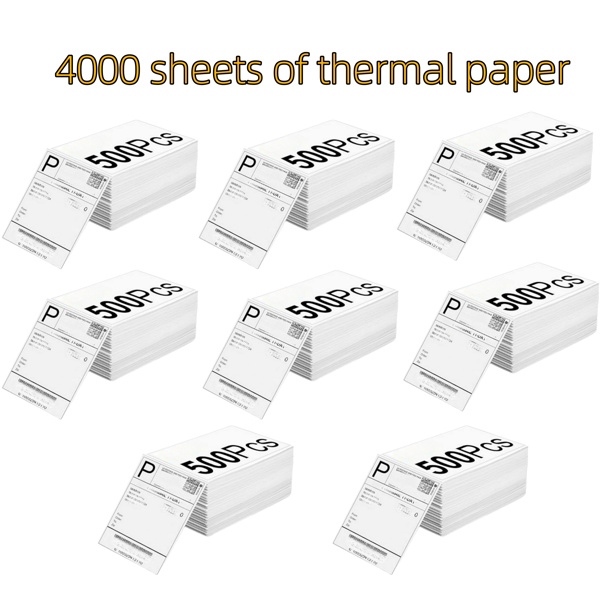 4000 sheets of 4 ''x6' 'thermal label paper white transport labels, suitable for thermal label printers, logistics labels 100x150mm, 500 sheets per stack, a total of 8 stacks