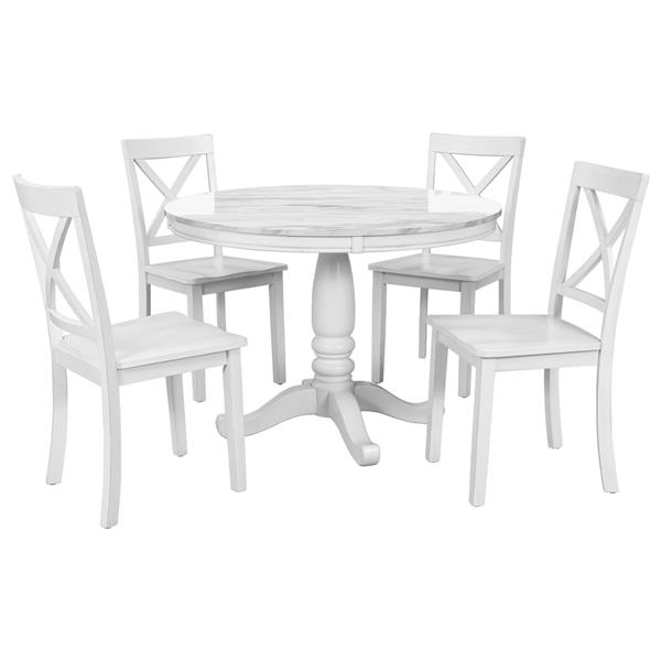 . 5 Pieces Dining Table and Chairs Set for 4 Persons, Kitchen Room Solid Wood Table with 4 Chairs