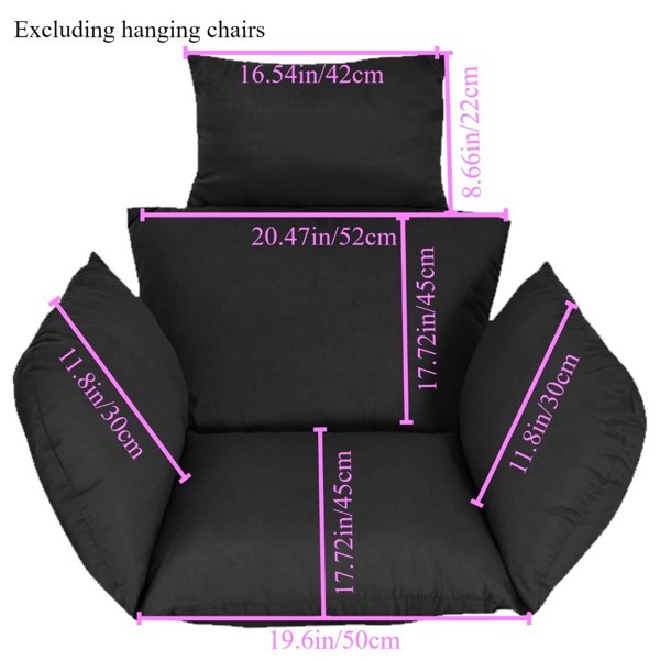 1 set of hanging chair cushions, thickened courtyard swings, egg seat cushions, garden hanging baskets (1 set, including cushion only)