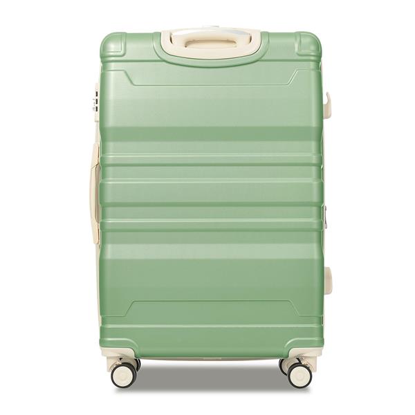 Luggage Sets New Model Expandable ABS Hardshell 3pcs Clearance Luggage Hardside Lightweight Durable Suitcase sets Spinner Wheels Suitcase with TSA Lock 20''24''28''(grass green and beige)