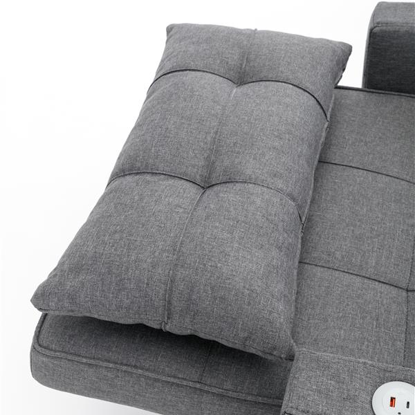 Futon Chair Bed Convertible Chair 3-in-1 Pull Out Sleeper Chair Beds with USB Ports,Wear-resistant and Anti-scratch, Armchair Bed Sleeper for Living Room (Dark Grey Linen)