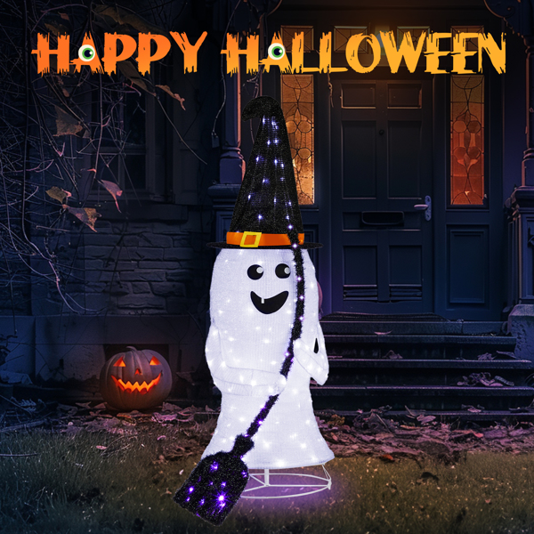 4ft  Ghost 100LED Lighted Outdoor Halloween Decorations 