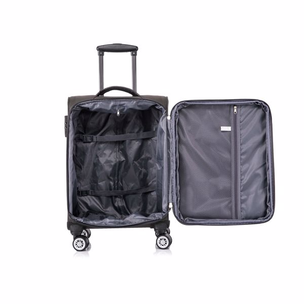 3-piece fabric soft luggage set with swivel wheels and password lock, 20/26/30 inches,Grey