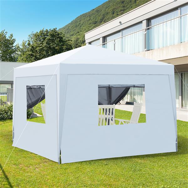 Outdoor 10x 10Ft Pop Up Gazebo Canopy Tent with Removable Sidewall with Zipper,2pcs Sidewall with Mosquito Netting,with 4pcs Weight sand bag,with Carry Bag-White