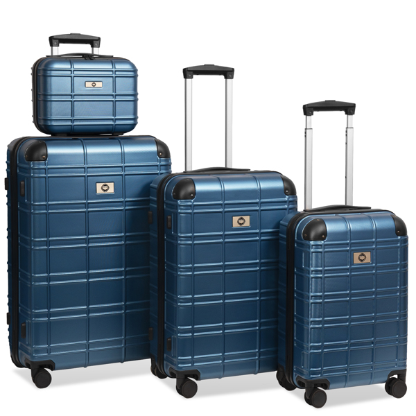 Luggage Sets ABS+PC Hardshell 4pcs Luggage Hardside Lightweight Durable Suitcase sets Spinner Wheels Suitcase with TSA Lock (12/20/24/28),Pearl Blue 