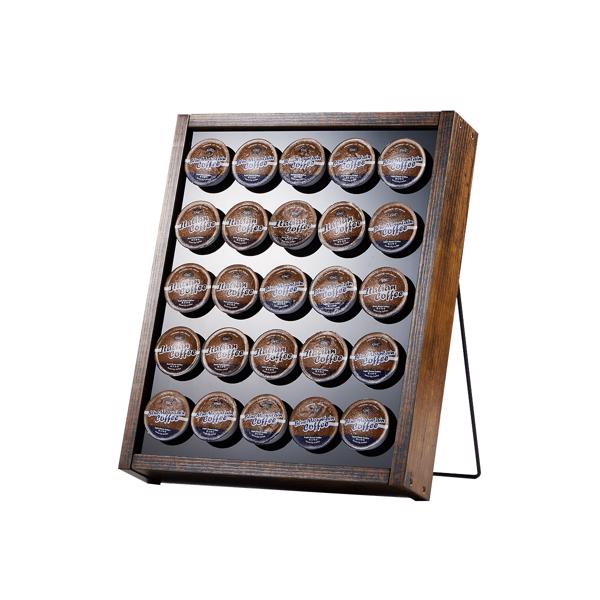 K Cup Holder, Kcup Coffee Pods Holder,  Wooden K Cup Holders Holds 25 Pods, K Cup Storage Rack Made of Wood and Acrylic, for Coffee Bar Accessories Decor and Home