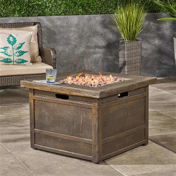 50,000 BTU Outdoor Lightweight Concrete Gas-Burning Fire Pit by 32", Brown