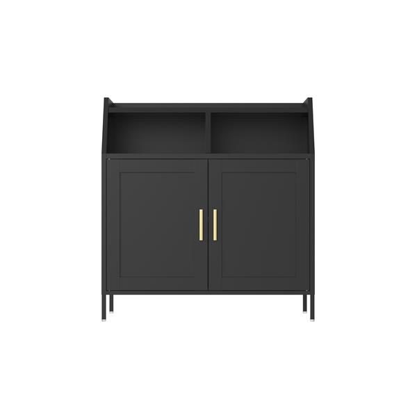 Metal Buffet Sideboard Cabinet  with Storage,Storage Cabinet Modern Sideboard Buffet Table with Doors for Living Room Kitchen Dining Room,Black