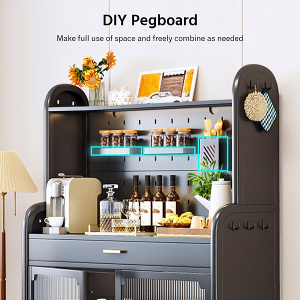  Joybos® Freestanding Kitchen Sideboard Pantry Storage Cabinet with Pegboard Wall 