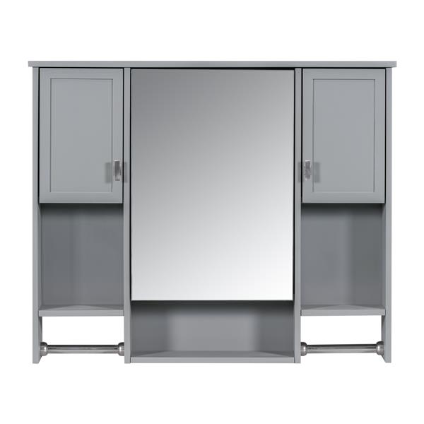 36'' Bathroom Vanity with Top Sink, Modern Mirror Cabinet with Towels Bar, Bathroom Storage Cabinet with 2 Soft Closing Doors and 6 Drawers, Single Sink Bathroom Vanity