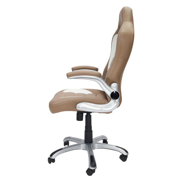 High Back Executive Sport Race Office Chair with Flip-Up Arms, Camel