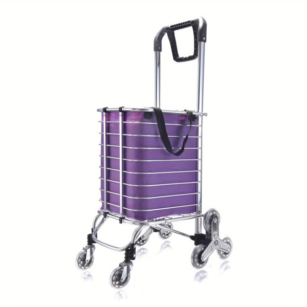 Folding Rolling Cart with Wheels Shopping Cart Portable Trolley Bag, Utility Cart Heavy Duty Stair Carts with Adjustable Bungee Cord and 2 Models Switching Big Volume (8 Wheels no Braking)