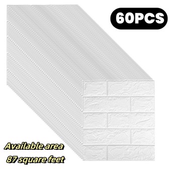 60 PCS 3D brick wall stickers 15 * 13 inches, can cover 87FT ², self-adhesive, suitable for living room, bedroom, dormitory, kitchen wall decoration, home decoration wallpaper