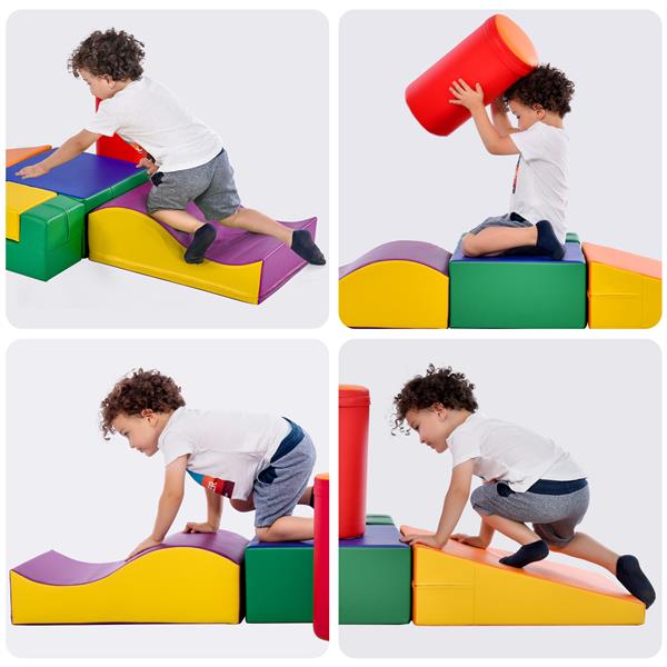 Colorful Soft Climb and Crawl Foam Playset 6 in 1, Soft Play Equipment Climb and Crawl Playground for Kids,Kids Crawling and Climbing Indoor Active Play Structure