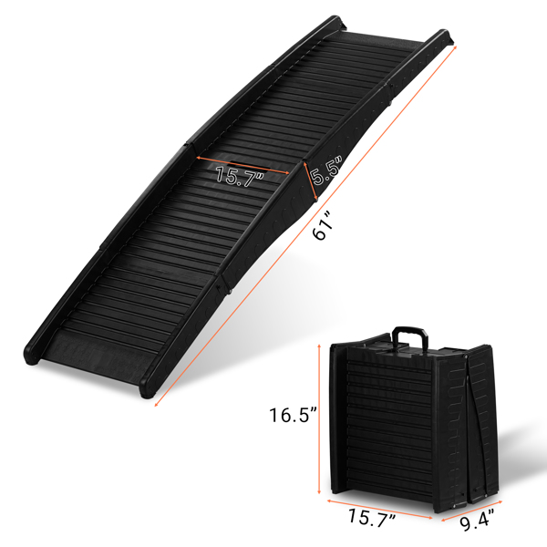 60 inch Nonslip Folding Dog Ramp, Tri-Fold Portable Lightweight Pet Ramp for Cars, Trucks and SUVs