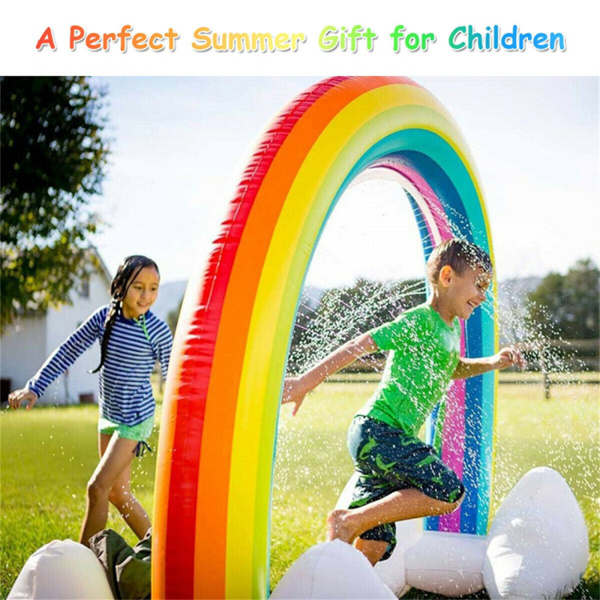 Inflatable rainbow spray water park toy