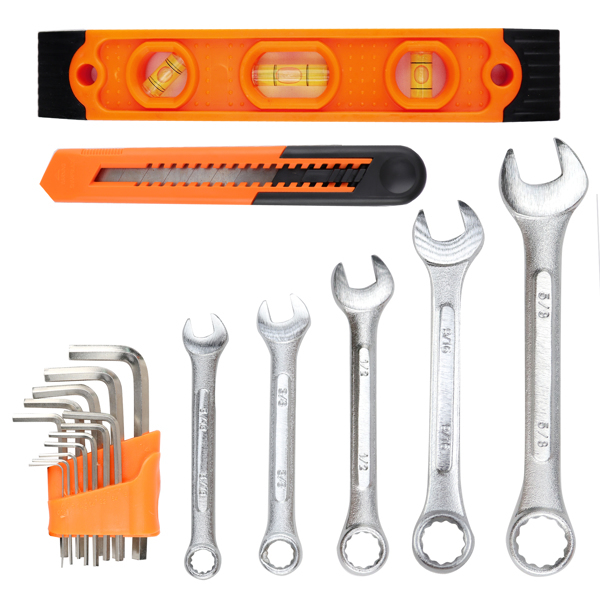 152 piece Tool Set General Hand Tool Kit with Plastic Toolbox Storage Case Automotive Wrench Sets Orange