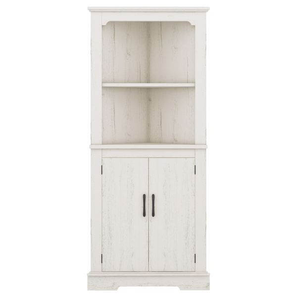 Tall Corner Cabinet with Doors for living room, bathroom,Dining Room or Kitchen,color:Wood grain beige