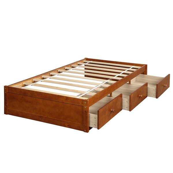 . Twin Size Platform Storage Bed with 3 Drawers