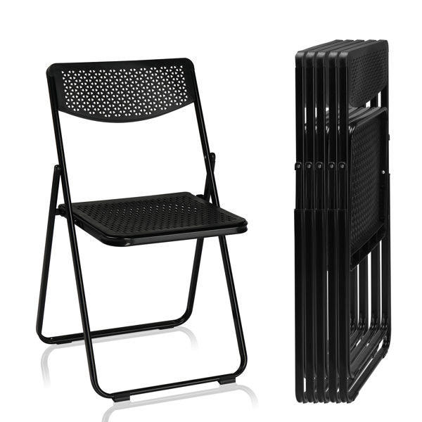 6 Pack Plastic Folding Chairs, Lightweight Stackable Commercial Chairs, Portable Event Seats Indoor Outdoor for Home Event Party Picnic School Wedding, Black