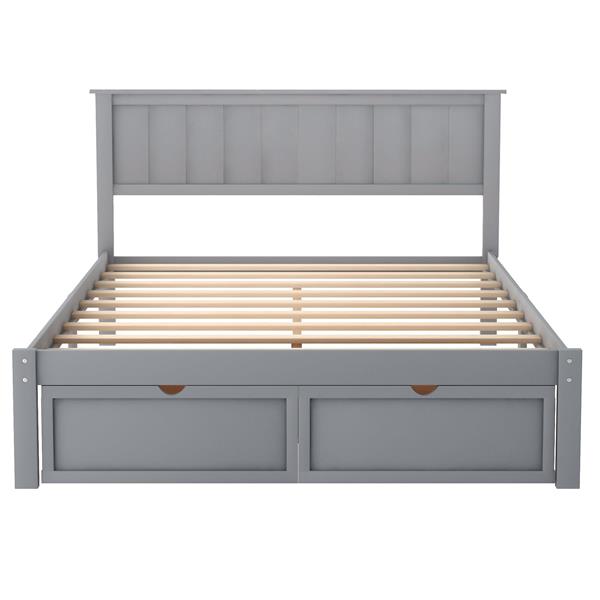 Full Size Platform Bed with Under-bed Drawers, Gray