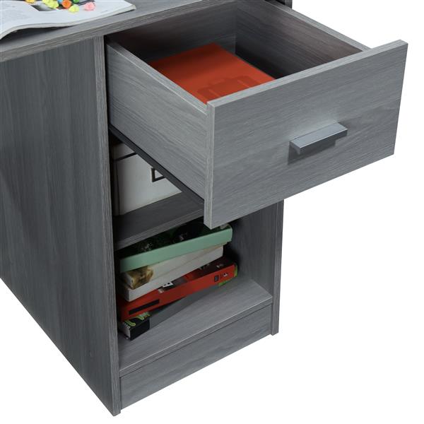 Modern Office Desk with Hutch, Grey