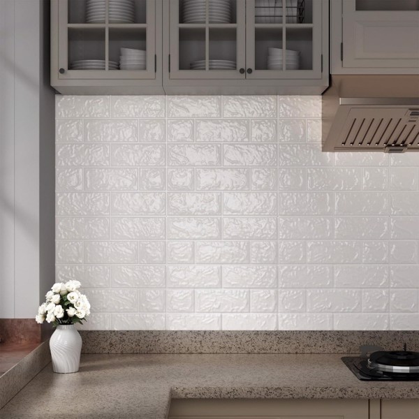 60 PCS 3D brick wall stickers 15 * 13 inches, can cover 87FT ², self-adhesive, suitable for living room, bedroom, dormitory, kitchen wall decoration, home decoration wallpaper