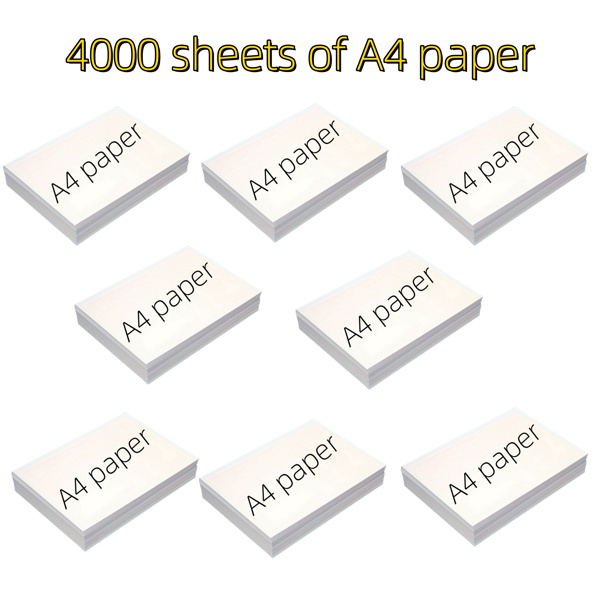 4000 sheets of A4 white paper, suitable for copying, printing, and writing, with dimensions of 210 x 297 millimeters (8.27 inches x 11.69 inches) | 500 sheets per pack, 80gsm, for a total of 8 packs