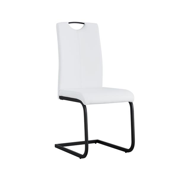 Dining chairs set of 2, White PU Chair modern kitchen chair with metal leg