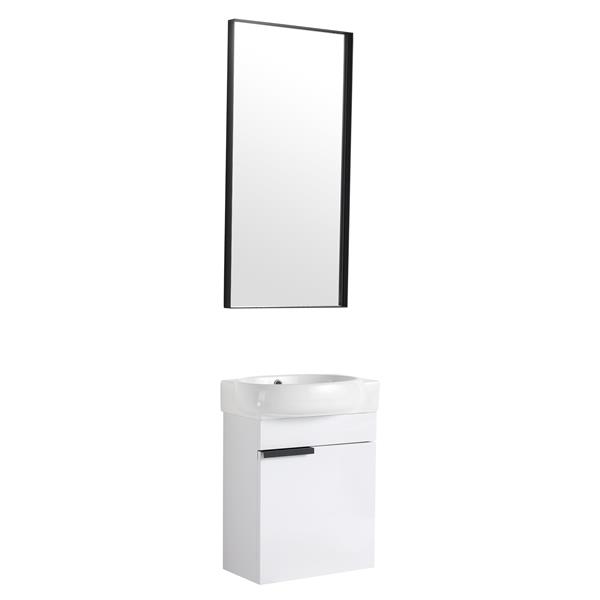 Soft Close Doors Bathroom Vanity With Sink,16 Inch  For Small Bathroom