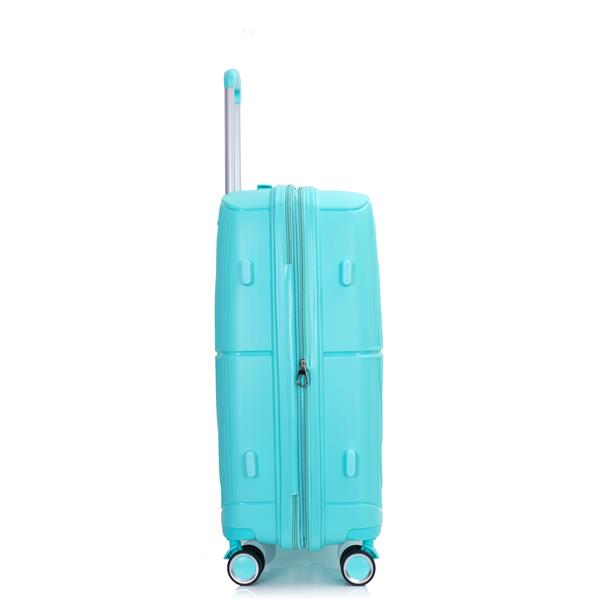 Expandable Hardshell Suitcase Double Spinner Wheels PP Luggage Sets Lightweight Durable Suitcase with TSA Lock,3-Piece Set (20/24/28) , Lake Blue