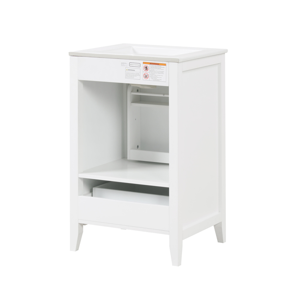 20" Bathroom Vanity with Sink, Bathroom Cabinet with Soft Closing Door, Storage Rack and A Drawer, White 