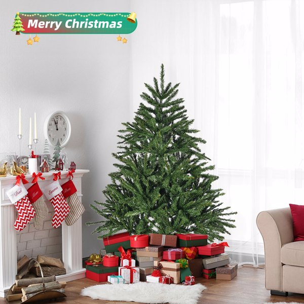 4.5 Ft Artificial Christmas Tree, Premium Hinged Spruce Tree with Metal Stand, 663 Tips Full Xmas Tree for Holiday Indoor Decor, Easy Assembly 