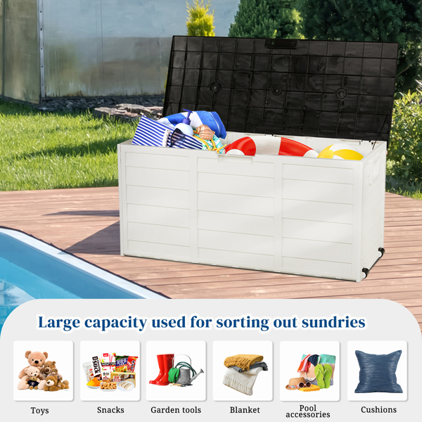 75gal 280L Outdoor Garden Plastic Storage Deck Box Chest Tools Cushions Toys Lockable Seat